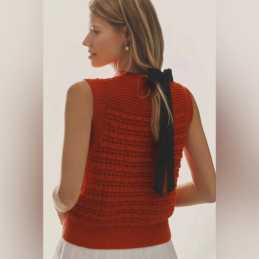 Damson Madder Aggie Knitted Tank in Red UK 10 / US 6 - Picture 3 of 15